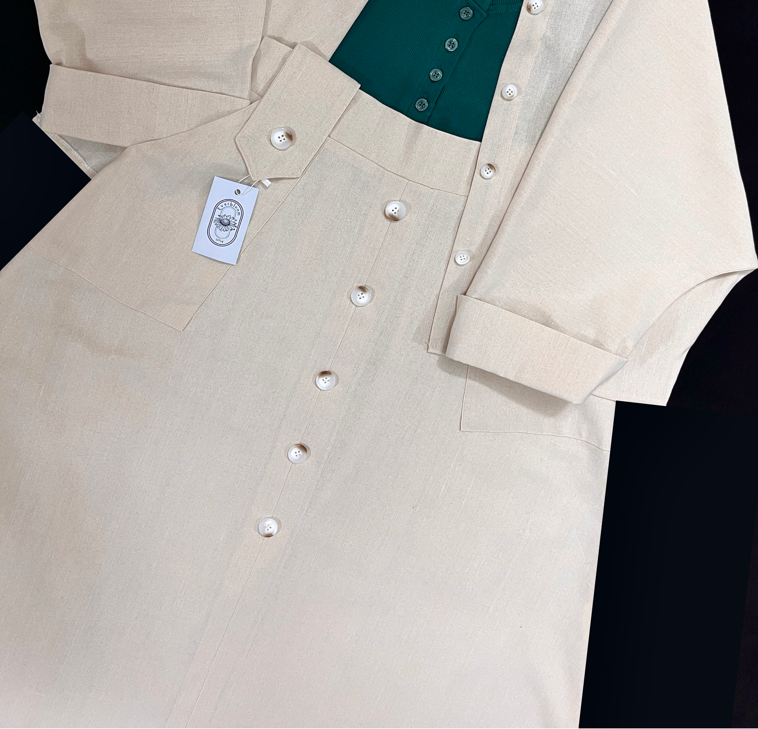 دامن لینن اسپرت جلودکمه دار Linen